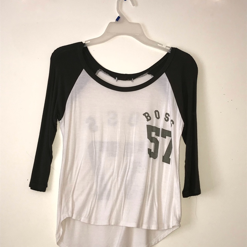 WHITE AND FOREST GREEN LONG SLEEVE TEE